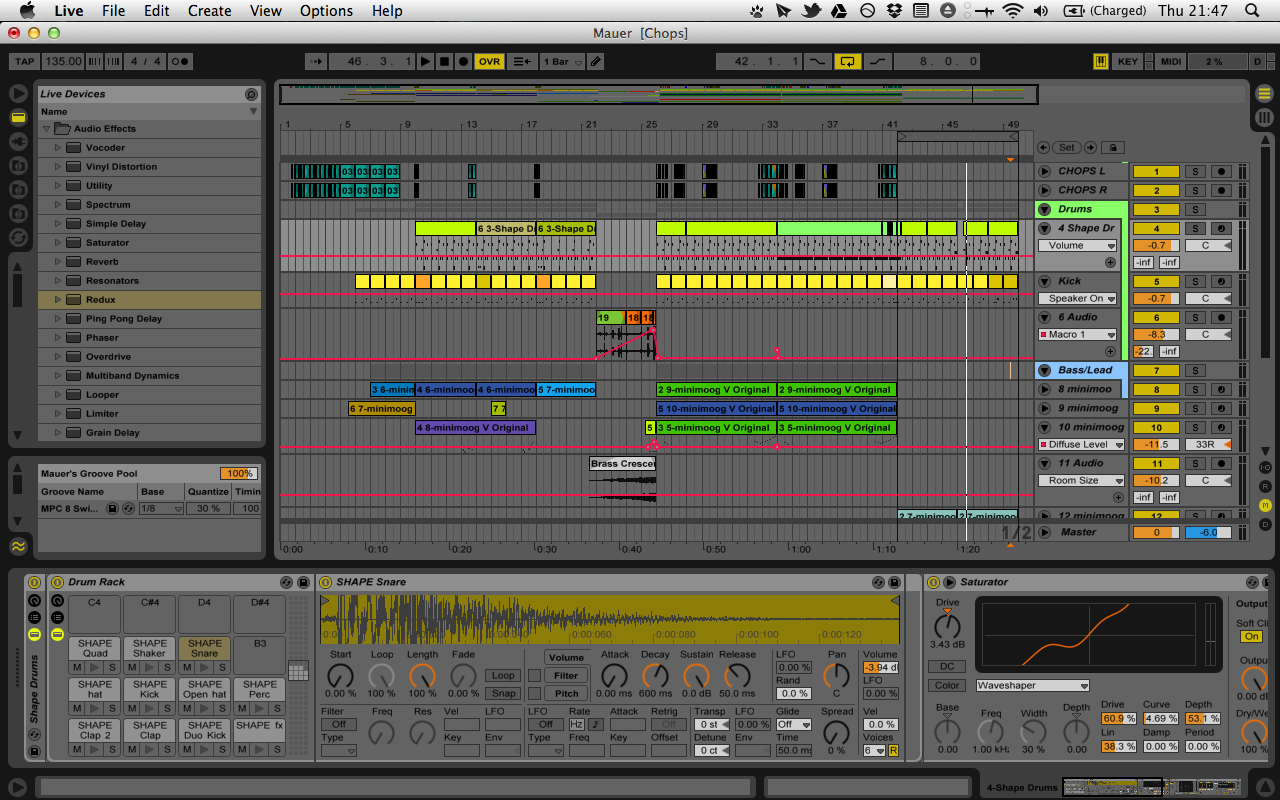 Ableton Live的Arrange视图